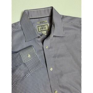 Jos A Banks‎ Mens Size 16 Tailored Fit Purple Check Long Sleeve Button Up Shirt